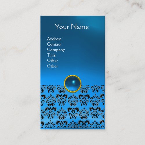 DAMASK MONOGRAM gem blue sapphire Business Card