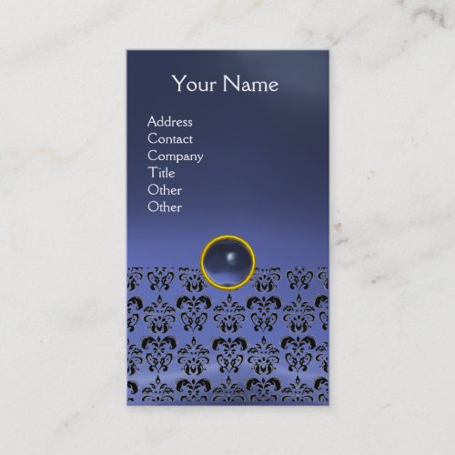 DAMASK MONOGRAM gem blue topaz Business Card