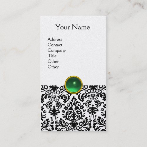 DAMASK MONOGRAM gem green pearl Business Card