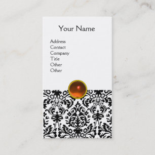 DAMASK MONOGRAM gem orange Business Card