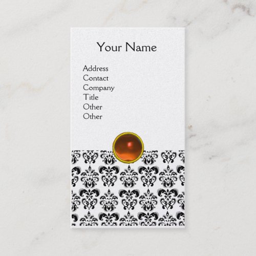 DAMASK MONOGRAM gem orange pearl Business Card