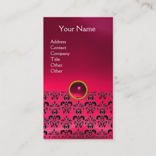 DAMASK MONOGRAM gem pink ruby Business Card