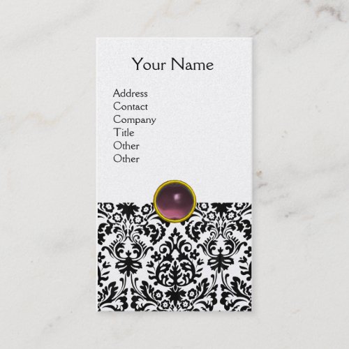 DAMASK MONOGRAM gem purple light pearl Business Card