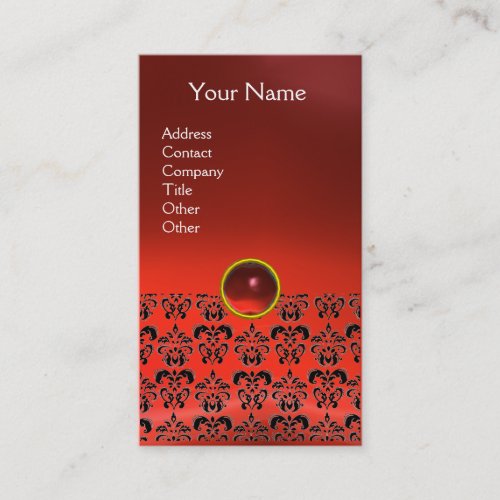 DAMASK MONOGRAM gem red ruby Business Card