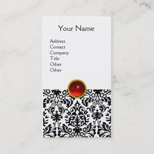 DAMASK MONOGRAM gem red ruby light pearl Business Card