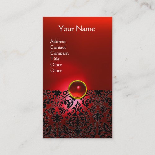 DAMASK MONOGRAM gem red ruby light white Business Card