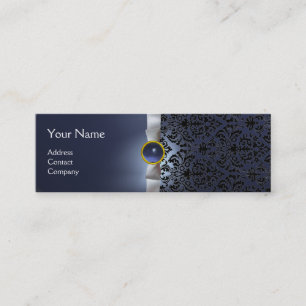 DAMASK MONOGRAM gem ribbon white purple Mini Business Card