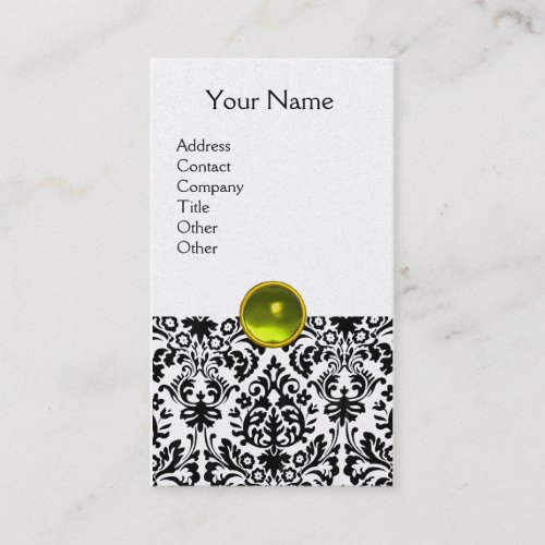 DAMASK MONOGRAM gem yellow pearl Business Card