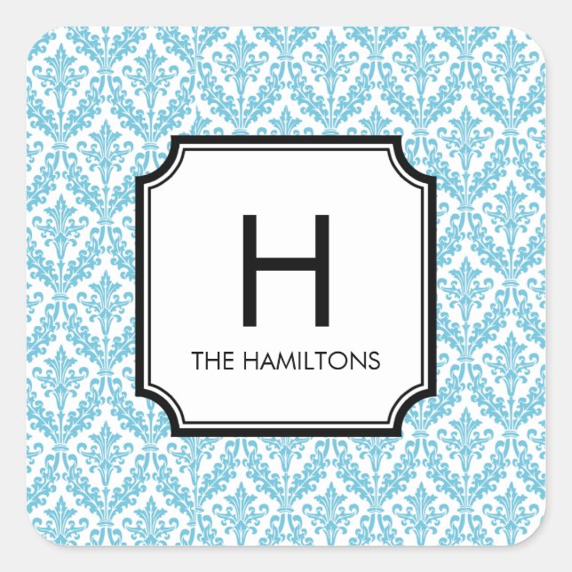 Damask Monogram Gift Tag Sticker/Favor Sticker (Front)