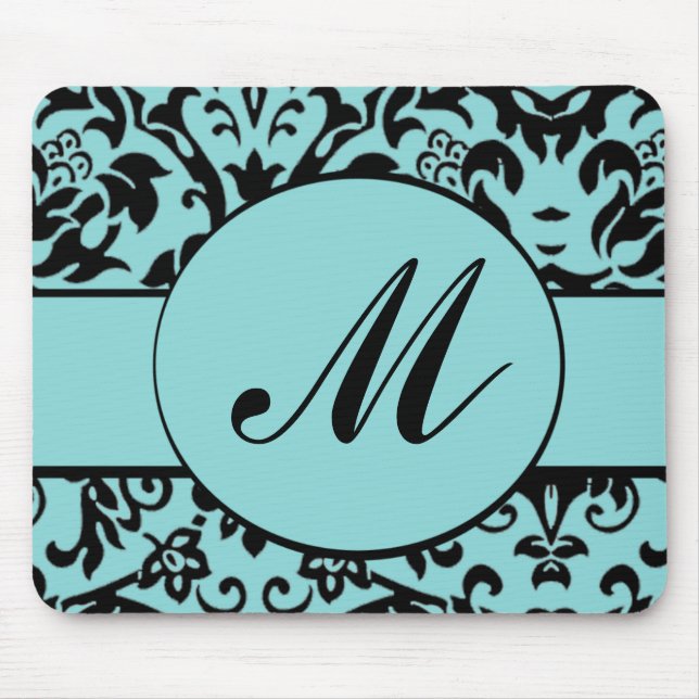 Damask Monogram Mouse Pad (Front)