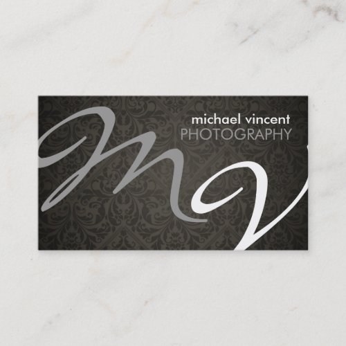 Damask Monogram Photographer Business Card