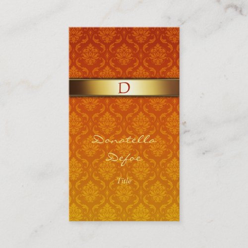 Damask Monogram Professional Business Card
