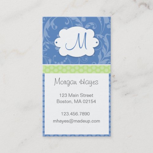 Damask Monogram Profile Card Business Cards