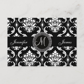Damask Monogram RSVP Cards for Square Invite