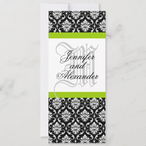 Damask Monogram Wedding Invitation Green