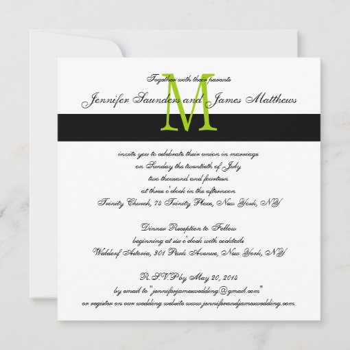 Damask Monogram Wedding Invitations Apple Green Zazzle