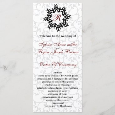 Damask MONOGRAM Wedding program