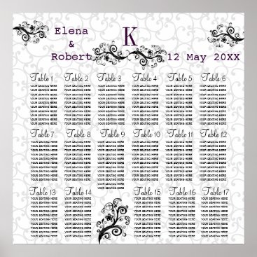 Damask Monogram Wedding Seating Chart