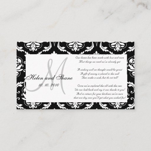 Customizable Damask Monogram Wedding Wishing Well Card Business Cards