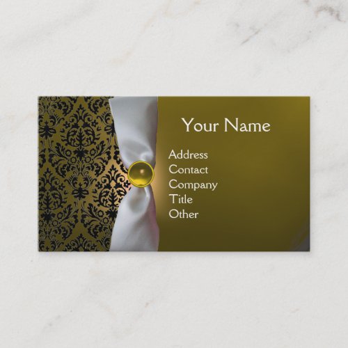 DAMASK MONOGRAM white ribbon black yellow Business Card