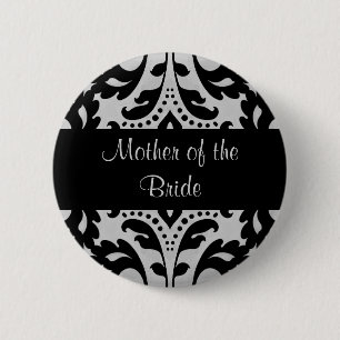 Damask mother of bride pinback button