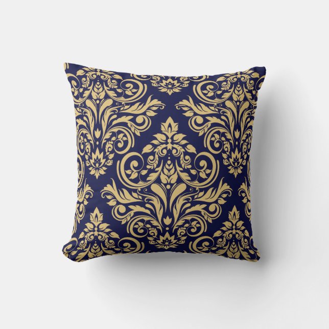 Damask - navy sand throw pillow (Front)