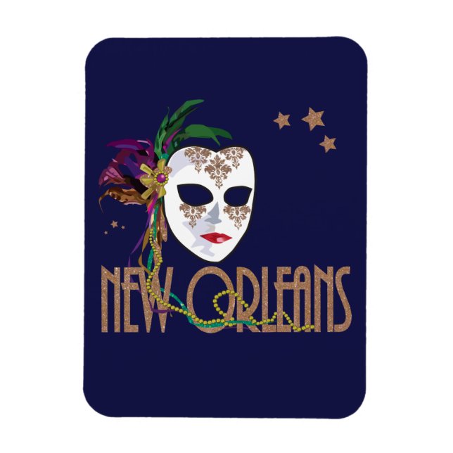 Damask New Orleans Mask Magnet (Vertical)