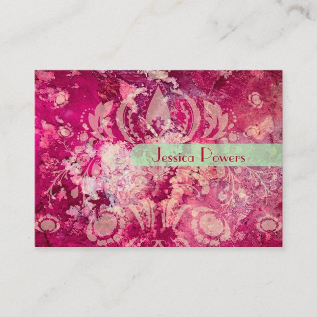 Damask on crimson granite  template business card (Front)