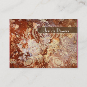 Damask on granite template, teal crimson business card