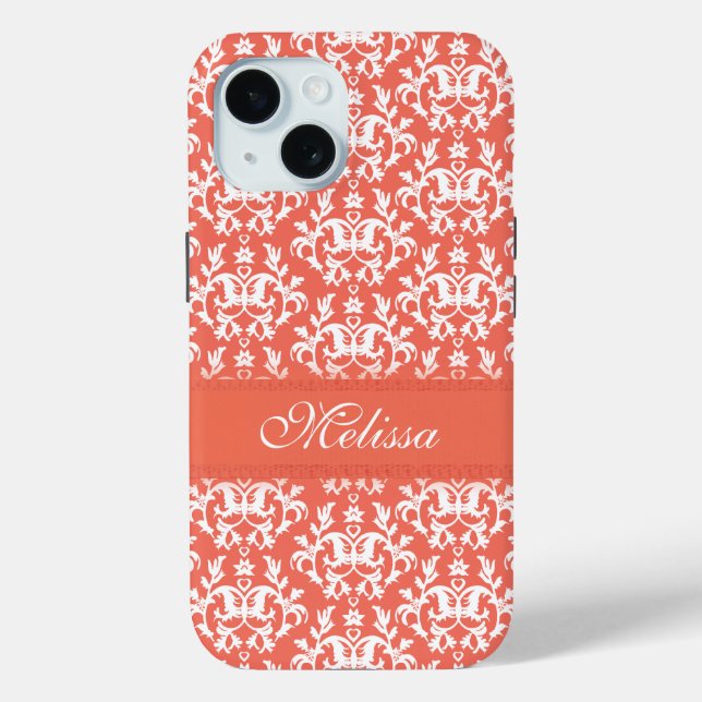 Damask orange emberglow name  Case-Mate iPhone case (Back)