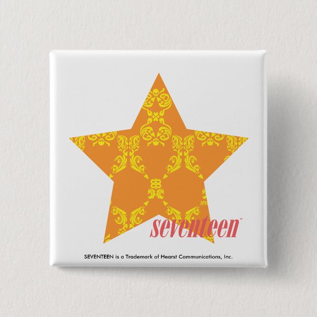 Damask Orange-Yellow 3 Pinback Button (Front)