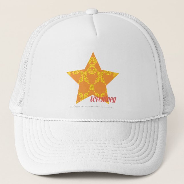 Damask Orange-Yellow 3 Trucker Hat (Front)