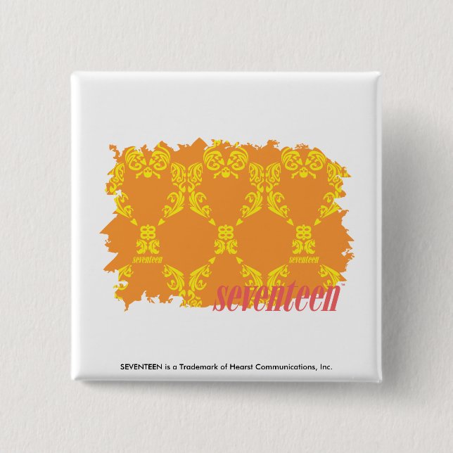 Damask Orange-Yellow 4 Pinback Button (Front)