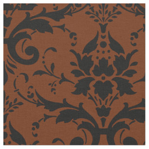 Damask Ornate Brown and Black Design Fabric