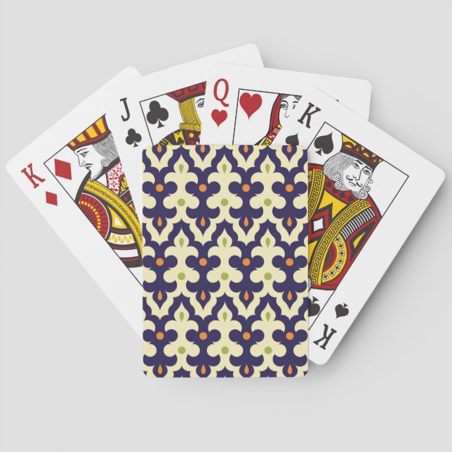 Damask paisley arabesque Moroccan pattern Poker Cards (Back)