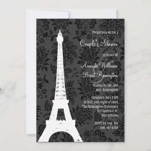 Damask Paris Couples Shower Invitation