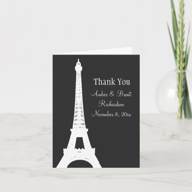 Damask Paris Thank You Card (Front)