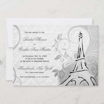 Damask Parisienne - Black & White Bridal Shower Invitation by foreverwedding at Zazzle