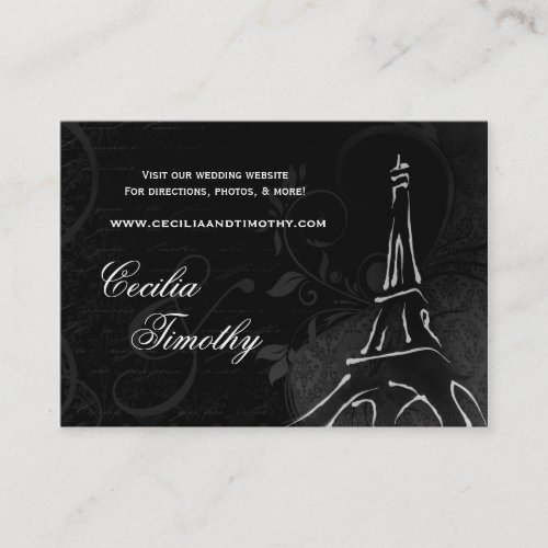 Damask Parisienne: Black &amp; White Wedding Website Business Card