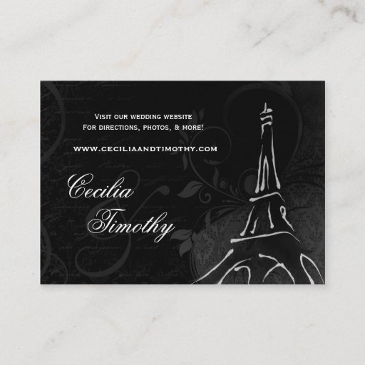 Customizable Damask Parisienne: Black &amp; White Wedding Website Business Card