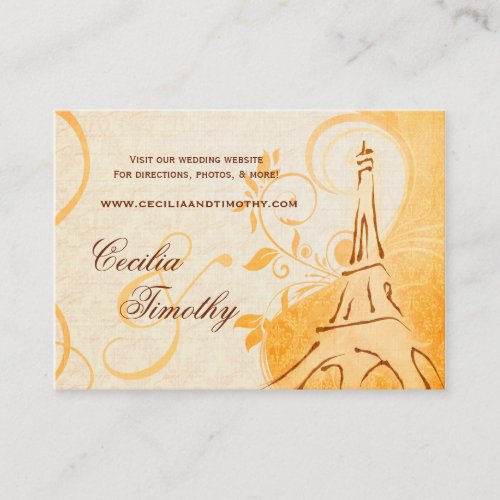 Damask Parisienne Fall Spice Wedding Website Enclosure Card