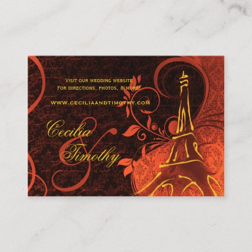 Damask Parisienne Fiery Punk Rock Wedding Website Enclosure Card