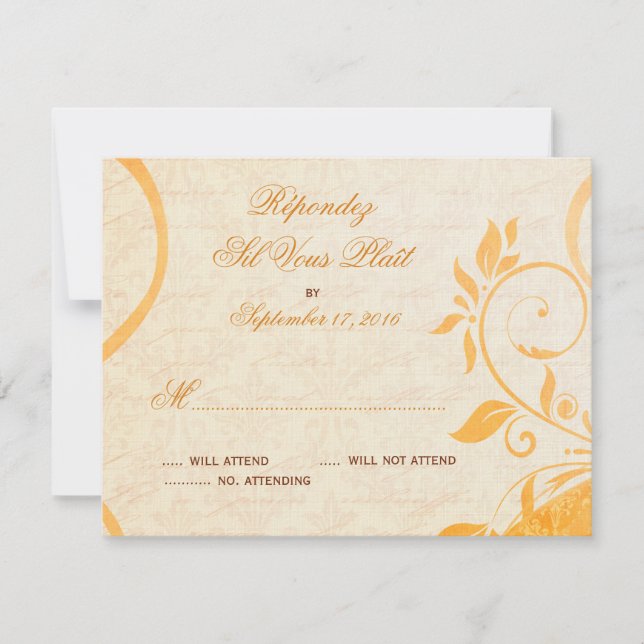 Damask Parisienne - Marmalade & Fall Spice RSVP Card (Front)