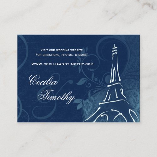 Damask Parisienne Sapphire Blue Wedding Website Enclosure Card