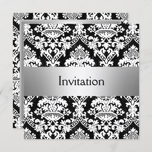 Damask Party Invitation save the date (Front/Back)
