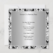 Damask Party Invitation save the date (Back)