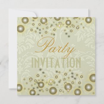 Damask Party Invitations  Champagne Bubbles Invitation by custom_stationery at Zazzle