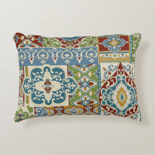 Damask Patchwork: Colorful Turkish Vintage. Accent Pillow