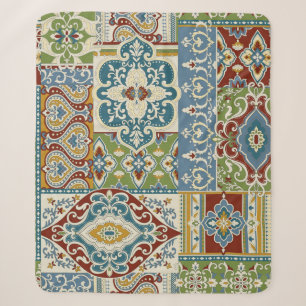Damask Patchwork: Colorful Turkish Vintage. Sherpa Blanket