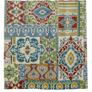 Damask Patchwork: Colorful Turkish Vintage. Shower Curtain